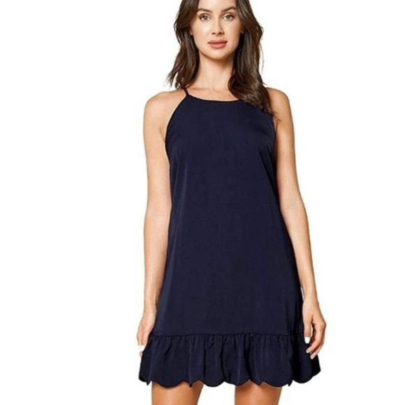 Toga Archives Y Back Navy Mini Dress Ruffles Small - Picture 1 of 12